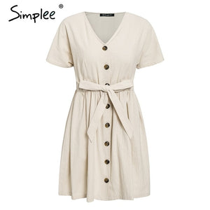 short sleeve linen dress
