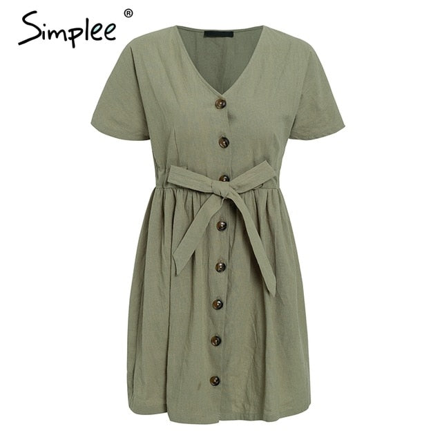 short sleeve linen dress