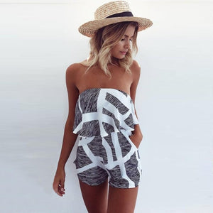 striped frilly sexy jumpsuit