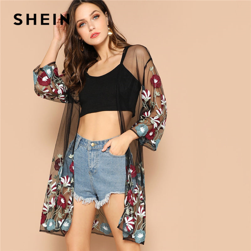 floral pattern long sleeve cardigan