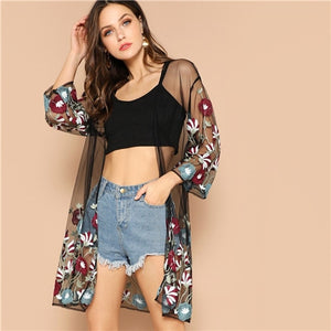 floral pattern long sleeve cardigan