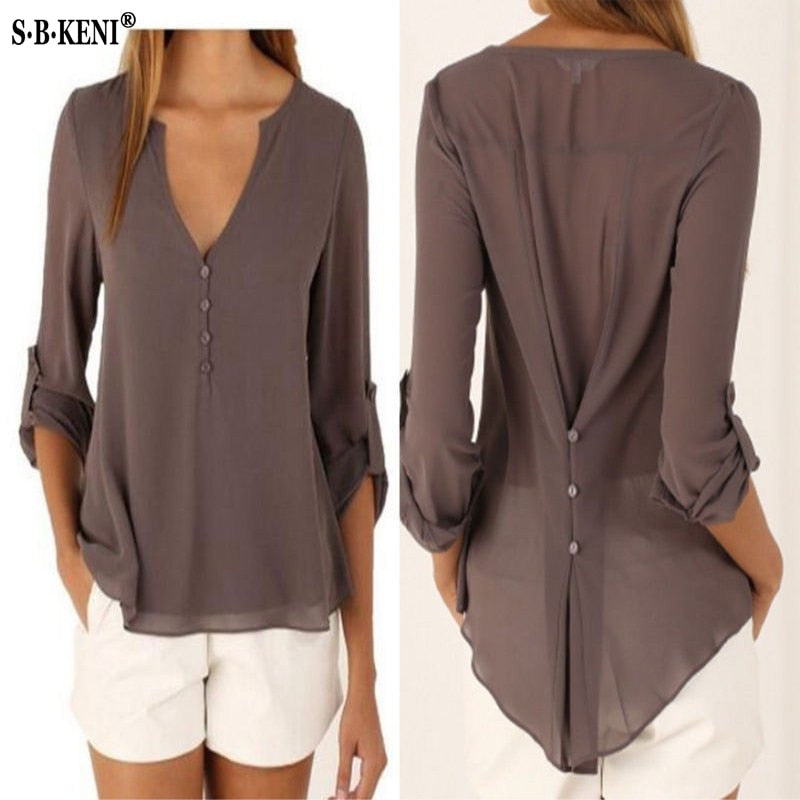 long sleeve chiffon blouse