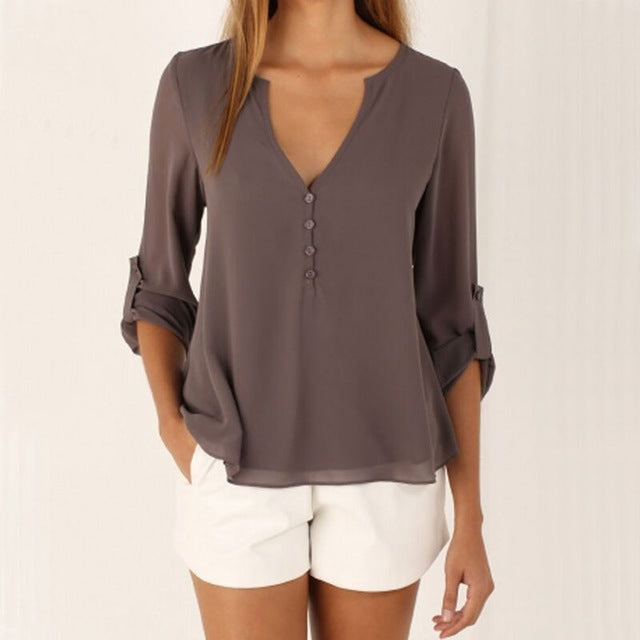 long sleeve chiffon blouse