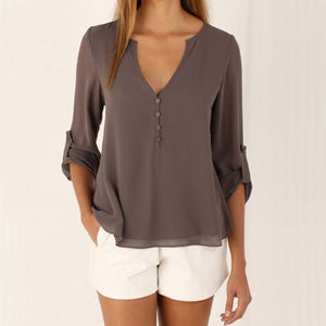long sleeve chiffon blouse