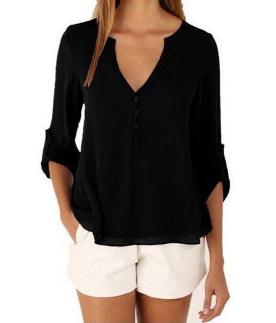 long sleeve chiffon blouse