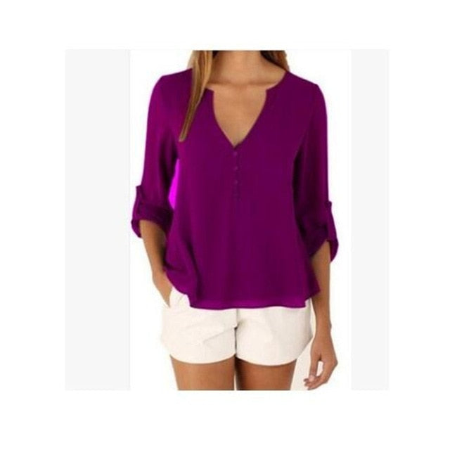 long sleeve chiffon blouse
