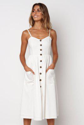 buttoned linen dress