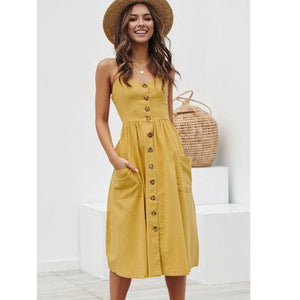 buttoned linen dress