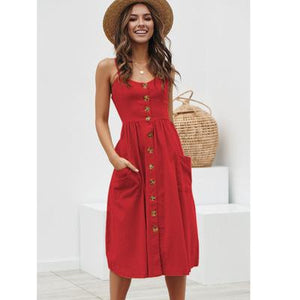 buttoned linen dress