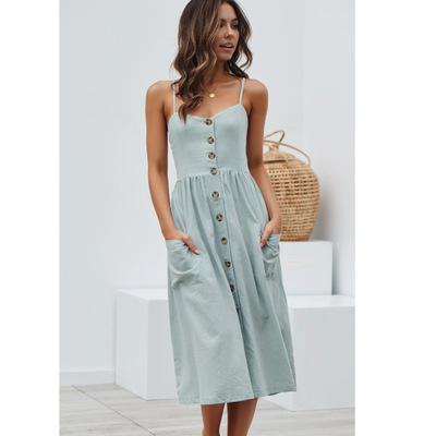 buttoned linen dress