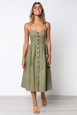 buttoned linen dress