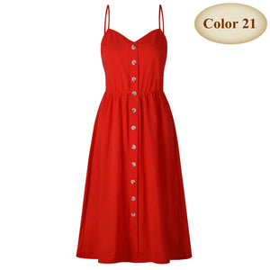 long dress with button decor