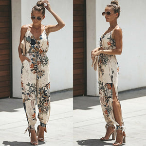 Sleeveless V-neck Jumpsuits