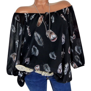 v-neck printed chiffon blouse