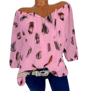 v-neck printed chiffon blouse